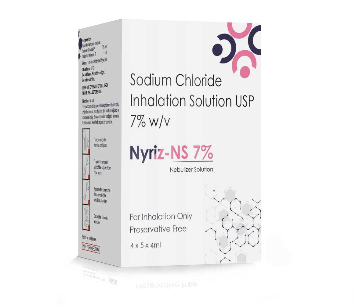 Sodium Chloride Inhalation Solution USP 7% w/v – NYRIZ NS 7%, Compositions of Sodium Chloride Inhalation Solution USP 7% w/v – NYRIZ NS 7% are Sodium chloride inhalation solution 7% w/v, Sodium Chloride Inhalation Solution USP 7% w/v – NYRIZ NS 7% offered by CistaMedicorp