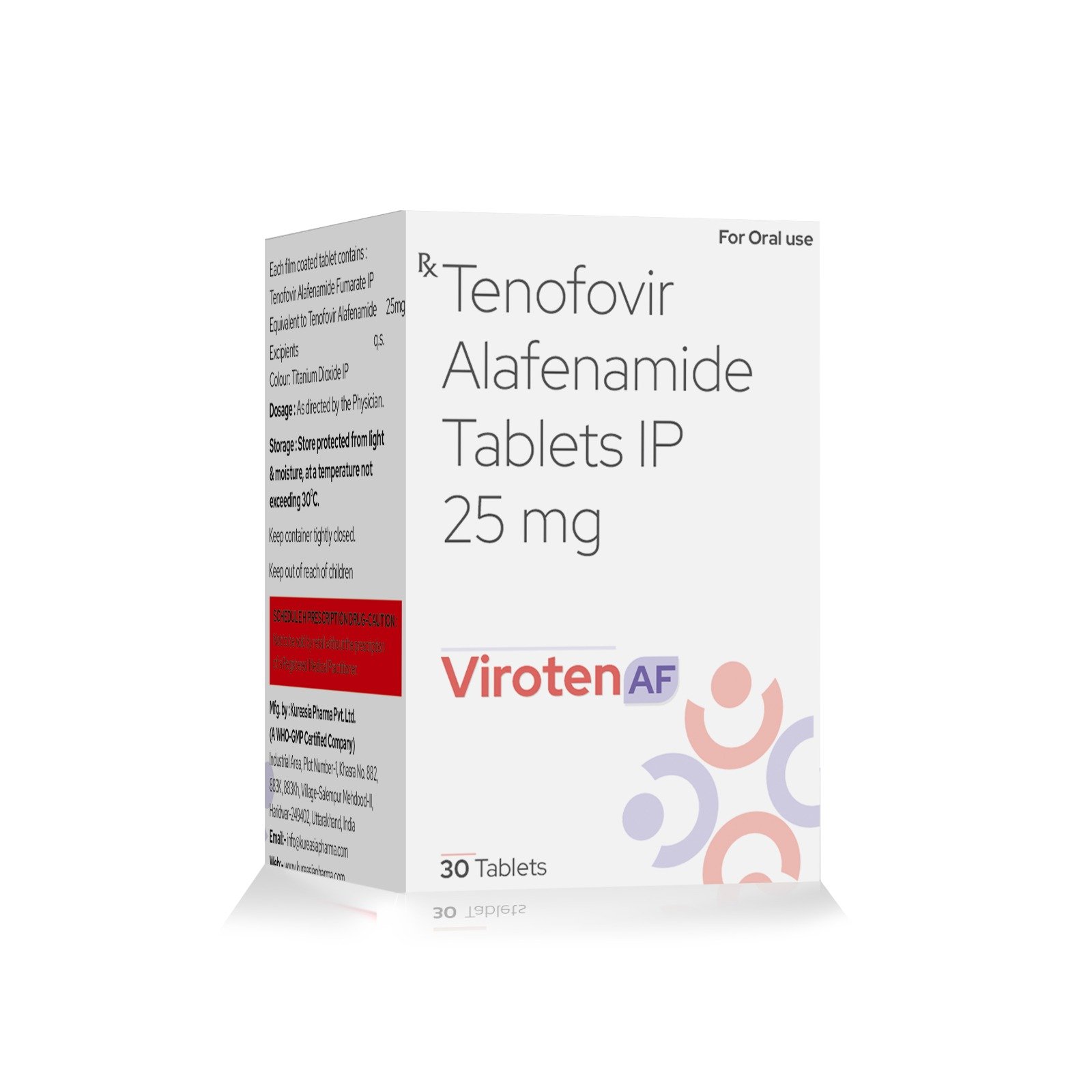 Tenofovir Alafenamide Tablets IP 25 MG – VIROTEN AF, Compositions of Tenofovir Alafenamide Tablets IP 25 MG – VIROTEN AF are Tenofovir Alafenamide 25 mg , Tenofovir Alafenamide Tablets IP 25 MG – VIROTEN AF offered by CistaMedicorp