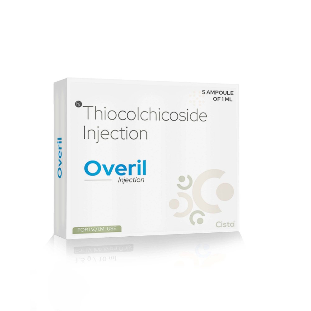 Thiocolchicoside Injection – OVERIL, Compositions of Thiocolchicoside Injection – OVERIL are Thiocolchicoside 4mg/2ml, Thiocolchicoside Injection – OVERIL offered by CistaMedicorp