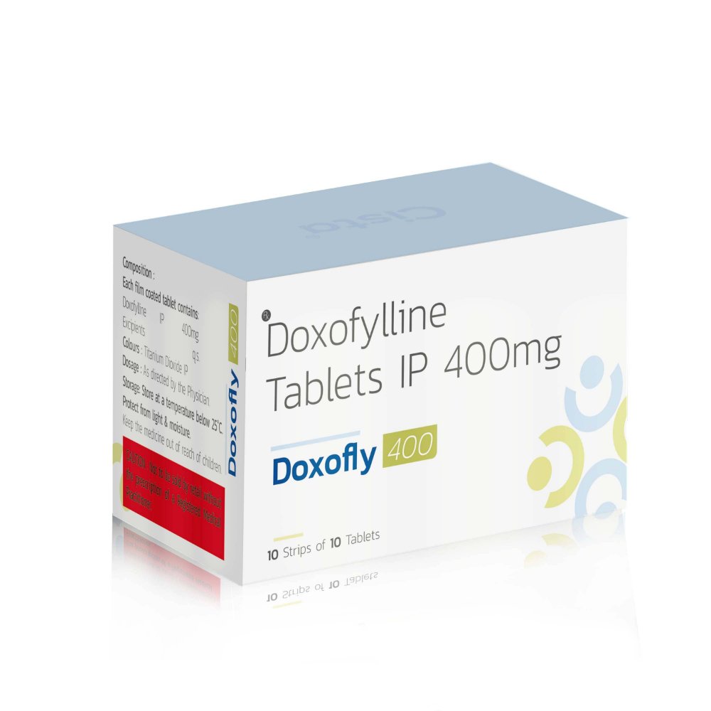 Doxofylline Tablets IP 400 Mg – DOXOFLY 400, Compositions of Doxofylline Tablets IP 400 Mg – DOXOFLY 400 are Doxofylline 400 Mg, Doxofylline Tablets IP 400 Mg – DOXOFLY 400 offered by CistaMedicorp