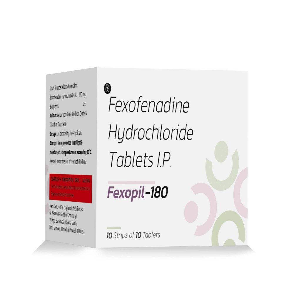Fexofenadine Hydrochloride Tablets IP 180 Mg – FEXOPIL 180, Compositions of Fexofenadine Hydrochloride Tablets IP 180 Mg – FEXOPIL 180 are Fexofenadine Hydrochloride 180 mg, Fexofenadine Hydrochloride Tablets IP 180 Mg – FEXOPIL 180 offered by CistaMedicorp