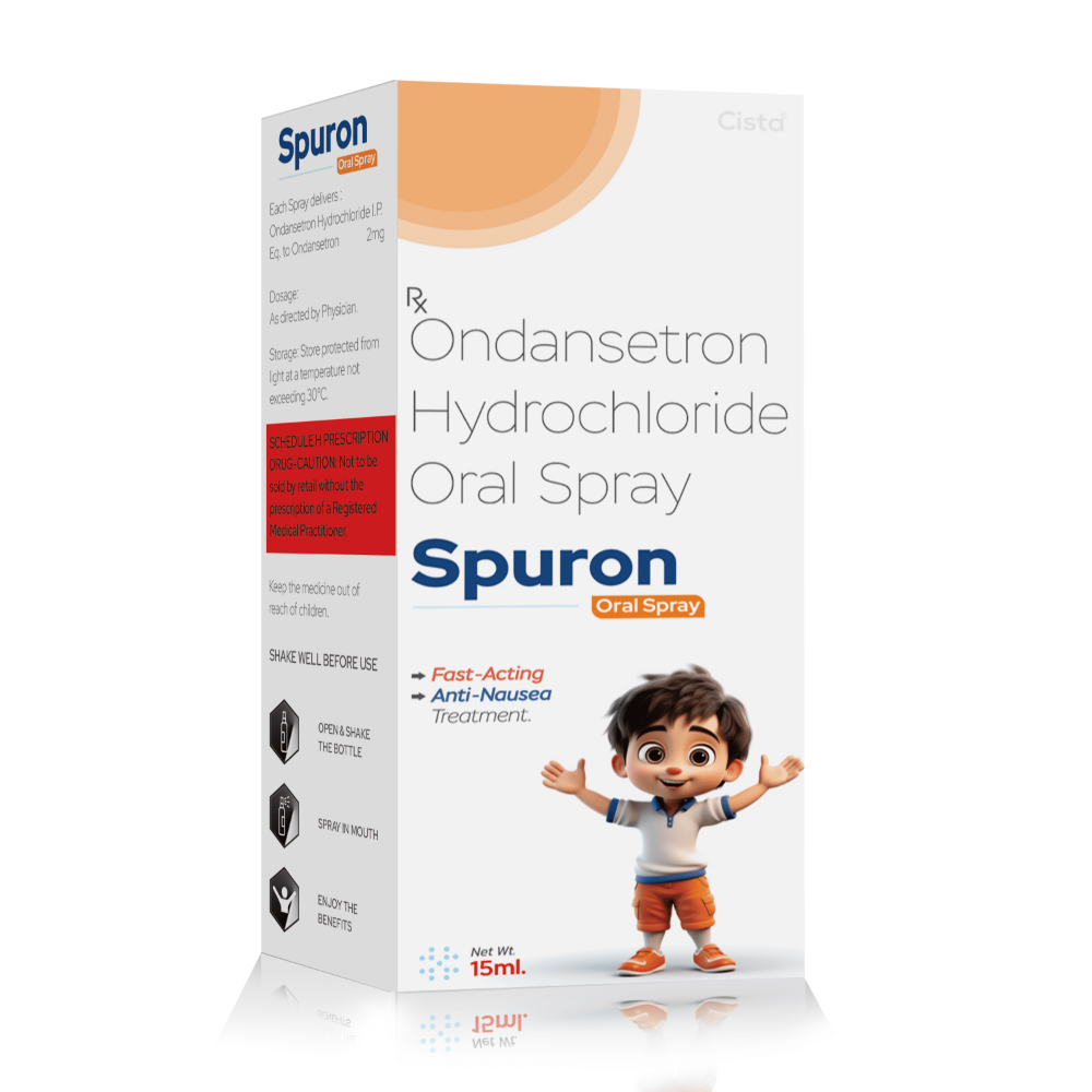 Ondansetron Hydrochloride Oral Spray – SPURON SPRAY, Compositions of Ondansetron Hydrochloride Oral Spray – SPURON SPRAY are Ondansetron Hcl Oral Spray, Ondansetron Hydrochloride Oral Spray – SPURON SPRAY offered by CistaMedicorp