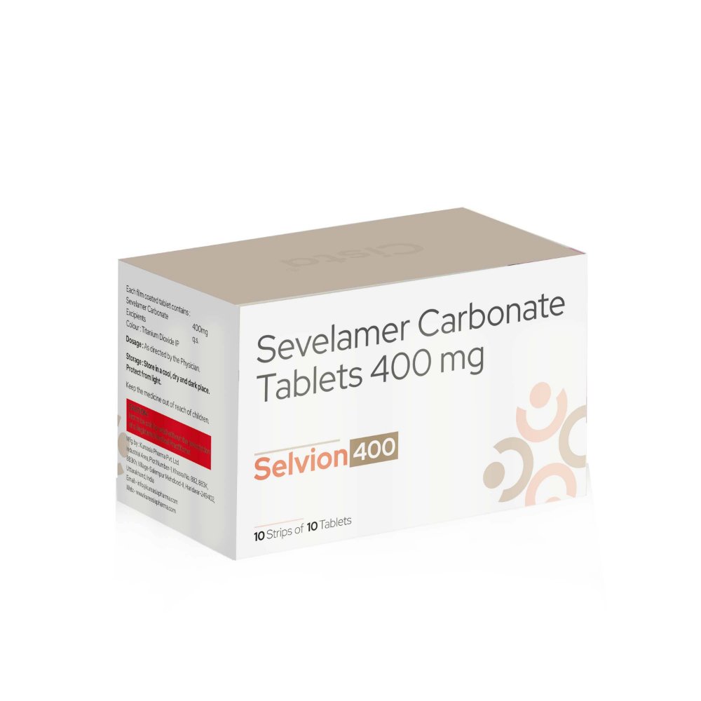 Sevelamer Carbonate Tablets 400 Mg – SELVION-400, Compositions of Sevelamer Carbonate Tablets 400 Mg – SELVION-400 are Sevelamer 400 mg, Sevelamer Carbonate Tablets 400 Mg – SELVION-400 offered by CistaMedicorp