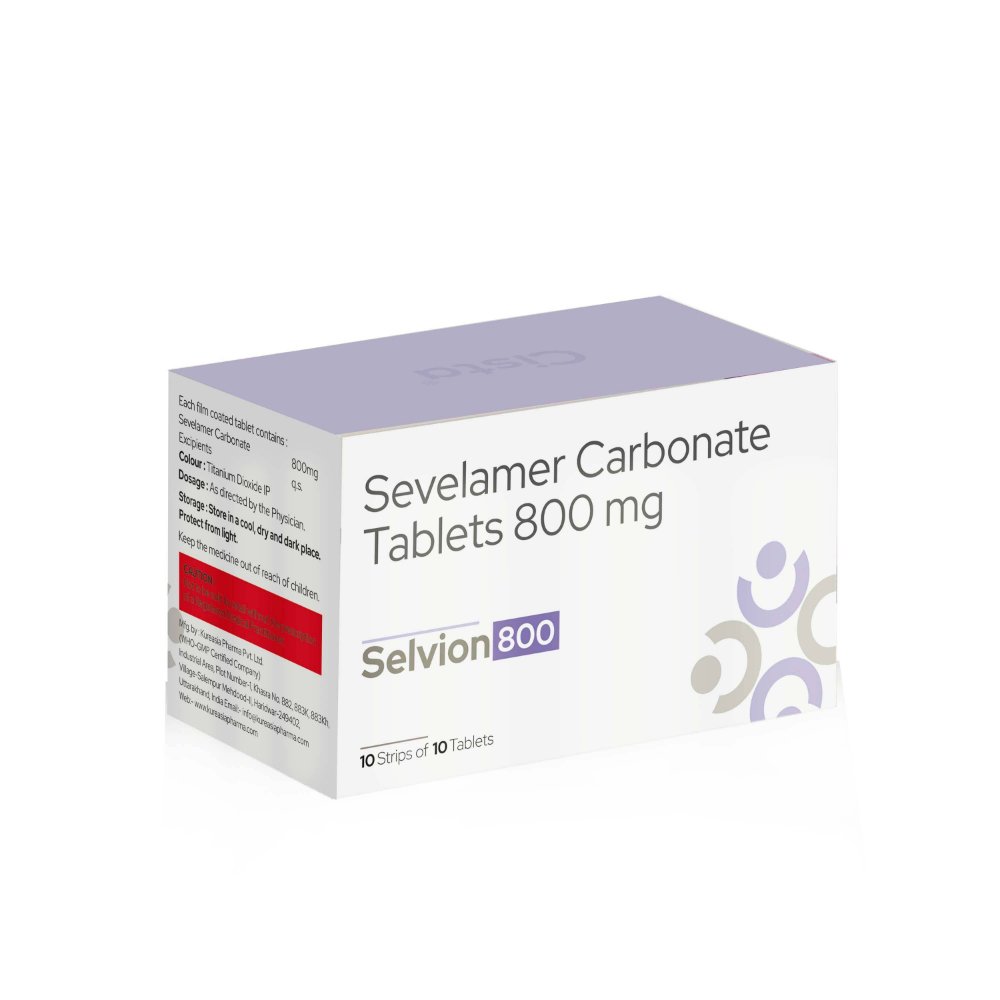 Sevelamer Carbonate Tablets 800 Mg – SELVION 800, Compositions of Sevelamer Carbonate Tablets 800 Mg – SELVION 800 are Sevelamer 800 mg , Sevelamer Carbonate Tablets 800 Mg – SELVION 800 offered by CistaMedicorp