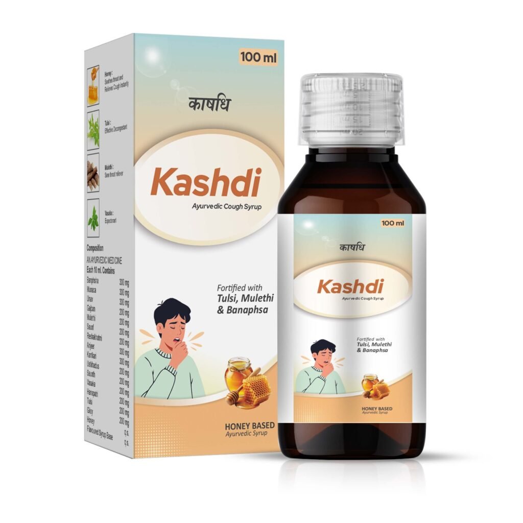 A Unique Proprietary Herbal Cough Syrup with Honey, Tulsi, Mulethi, Banapsha & Vasaka - Kashdi