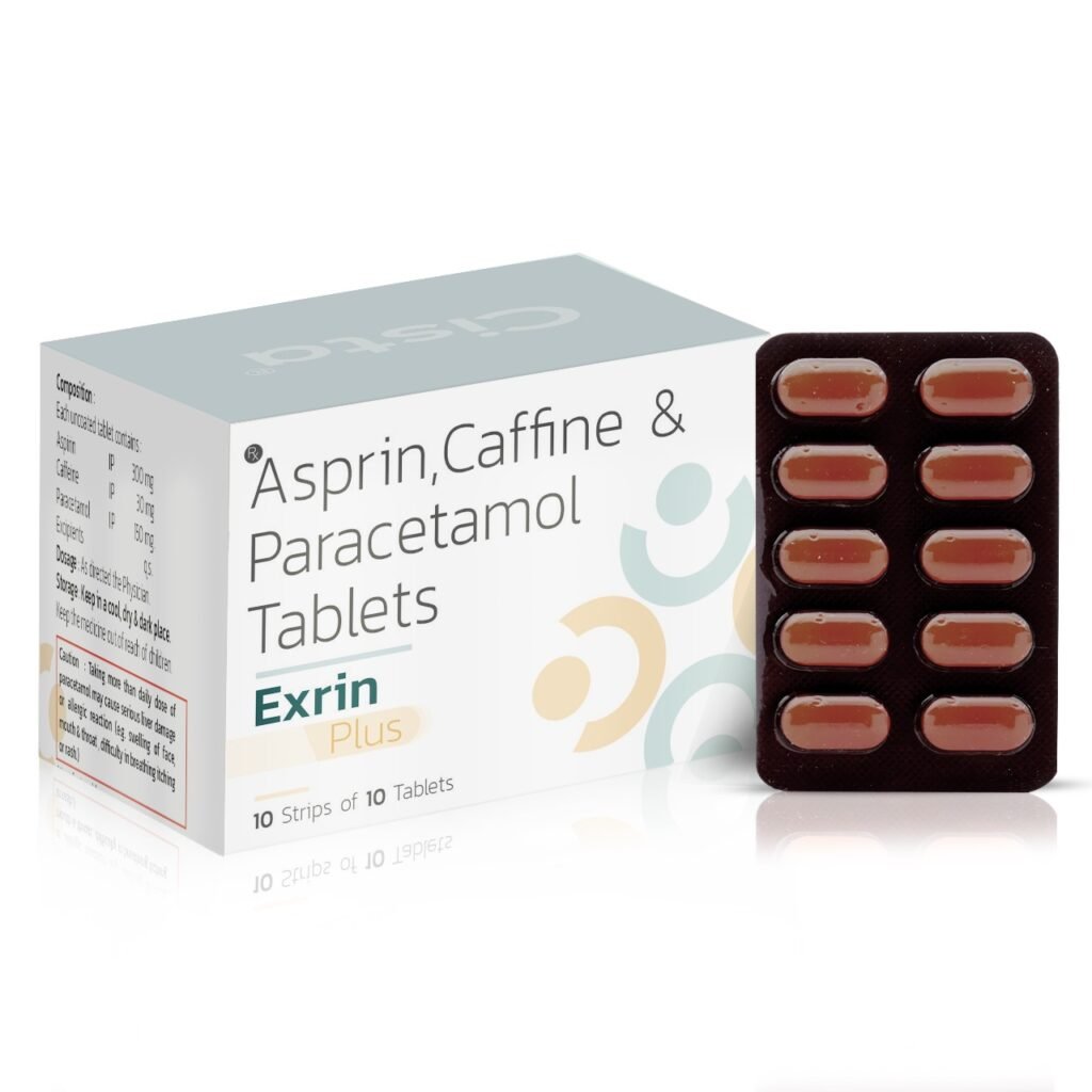 ASPIRIN-300 mg + CAFFEINE-30 mg + PARACETAMOL 150 mg - Exrin-Plus