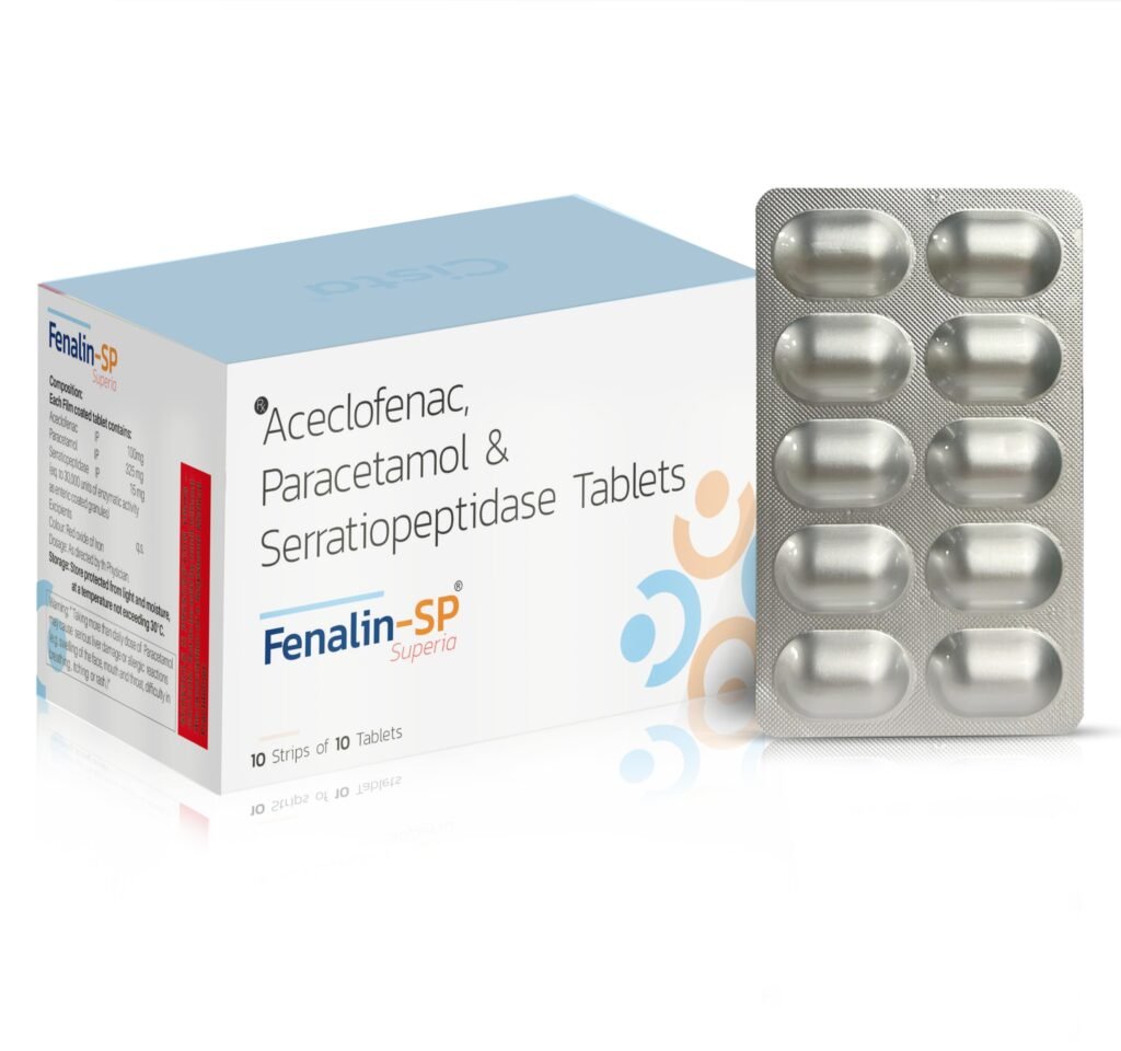Aceclofenac 100 MG + Paracetamol 325 + Serratiopeptidase 15 mg - Fenalin-SP (Superia)