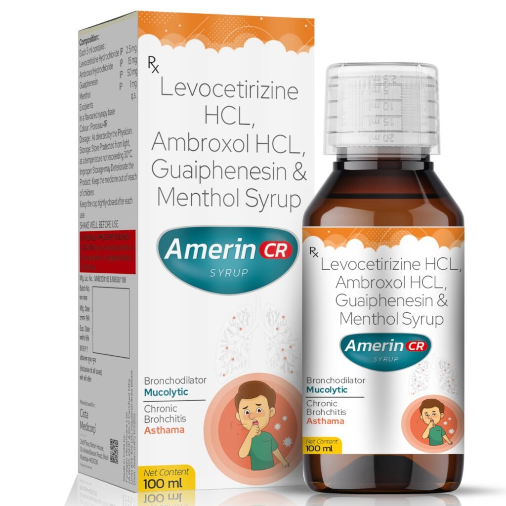 Ambroxol 15 MG + Guaiphenesin 50 MG + Levocetirizine 2.5 MG + Menthol 1 MG - Amerin-CR
