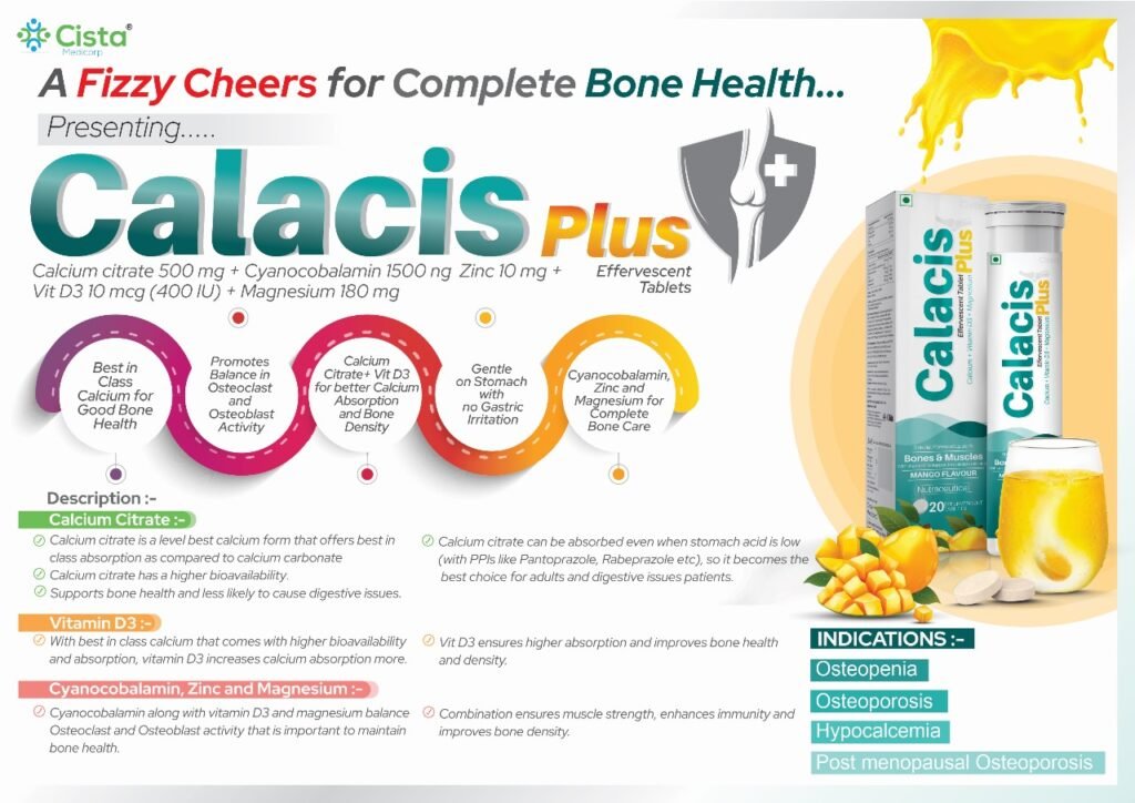 Calcium Citrate (Eq. to Elemental Calcium 105 mg) 2.2 mcg 100 Cyanocobalamin 10 mg 21.18 Zinc sulphate Monohydrate 400 IU 66.67 Vitamin D3 (Vitashine D as Vegan Cholecalciferol) (Lichen Sourced Naturally Occoming Vitamin D3) Magnesium Glycine Complex 180 mg (Only for Adults) - Calacis-Plus