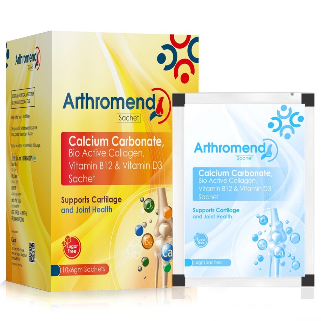 Calcium Carbonate 500mg Bio Active Collagen 20mg Vitamin B12 2.5mcg Vitamin D3 1000IU - Arthromend