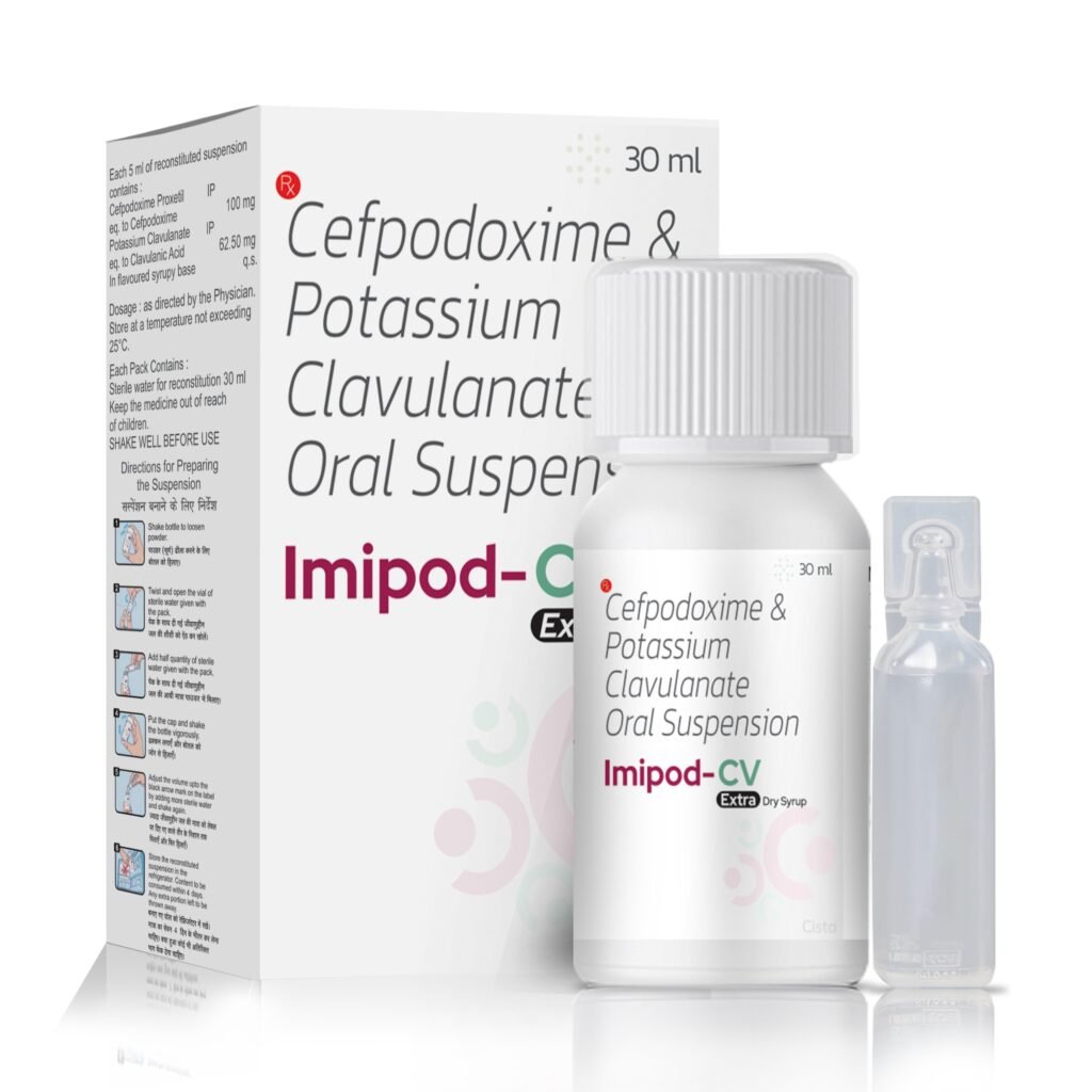 Cefpodoxime 100 mg + Clavulanic Acid 62.50mg with Water - Imipod CV Extra