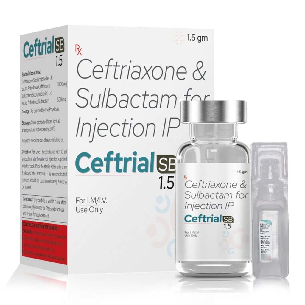 Ceftriaxone 1gm + Sulbactum 500mg - Ceftrial SB 1500