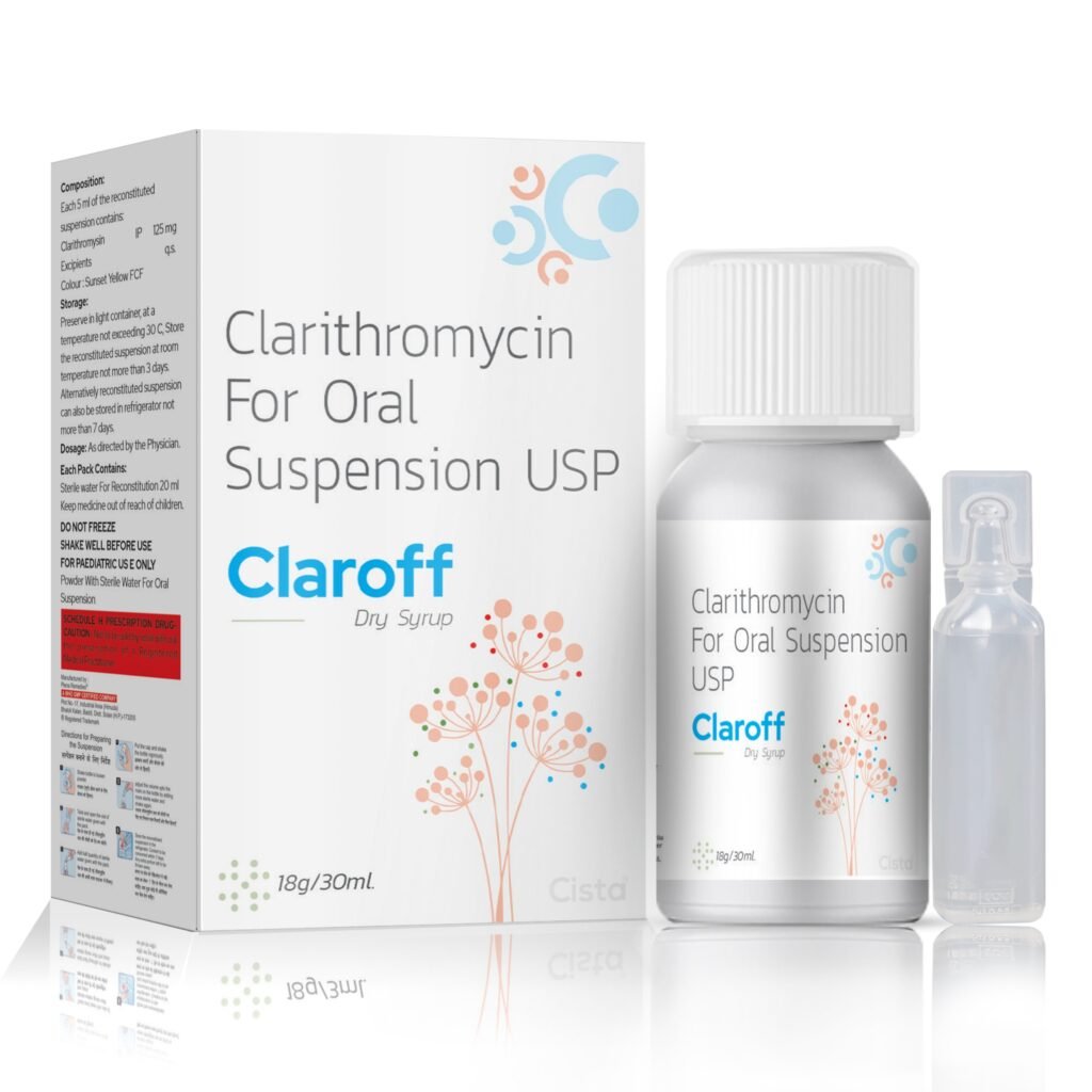 Clarithromycin 125mg each 5 ml with water - Claroff