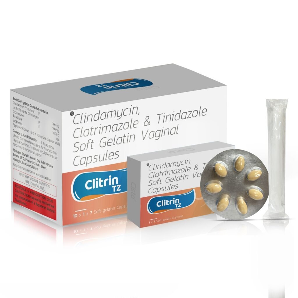 Clindamycin phosphate 100 mg + Clotrimazole Vaginal 100 mg. + Tinidazole 100 mg - Clitrin TZ