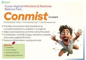 Combikit of 1 Tab Fluconazole 150mg + 1 Tab Azithromycin 1gm + 2 Tabs Secnidazole 1gm – Conmist — Combikit of 1 Tab Fluconazole 150 mg + 1 Tab Azithromycin 1gm + 2 Tabs Secnidazole 1gm — Tablets