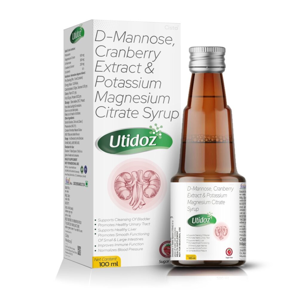 Cranberry Extract 200mg + D-Mannose 300mg + Potassium Magnesium Citrate 978 mg + Pyridoxine HCl 3mg - Utidoz