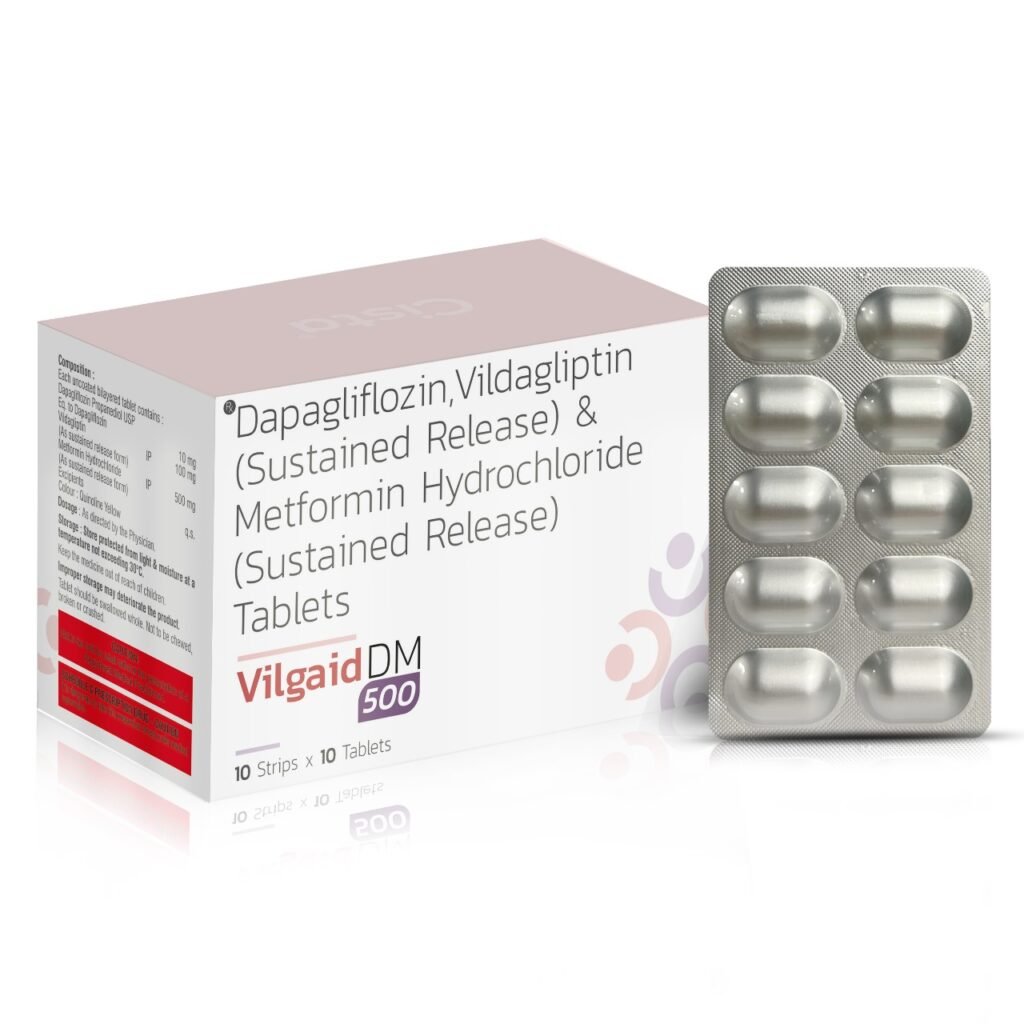 Dapagliflozin 10mg + Vildagliptin 100SR + Metformin 500 SR - Vilgaid DM 500