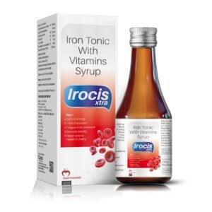 Each 15ml contains: Ferric Ammonium Citrate 160mg Eq. to elemental iron 32 mg + Folic Acid 0.5mg+ Vit. B12 7.5mcg (Apple flavoured) – Irocis-Xtra — Each 15 ml contains: Ferric Ammonium Citrate 160 mg equivalent to elemental iron 32 mg + Folic Acid 0.5 mg + Vit. B12 7.5 mcg (Apple flavoured) — Syrup