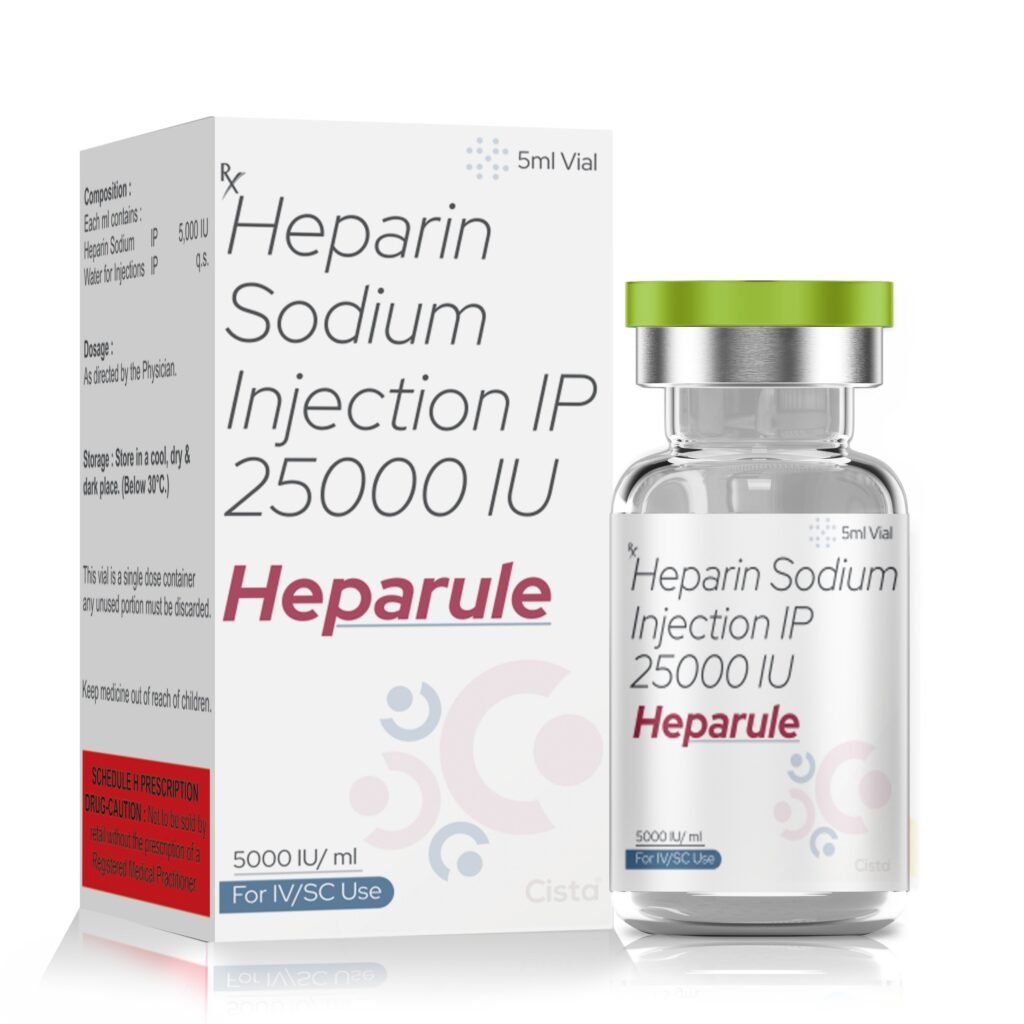 Each ml contains : HEPARIN SODIUM IP 5000 IU - Heparule