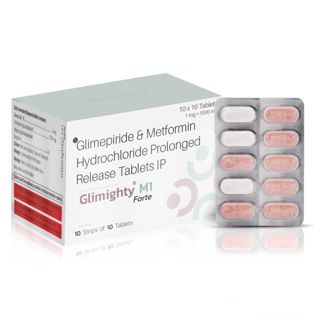 Glimepiride 1mg + Metformin 1000 SR mg (Bilayered Tab) - Glimighty M1 Forte
