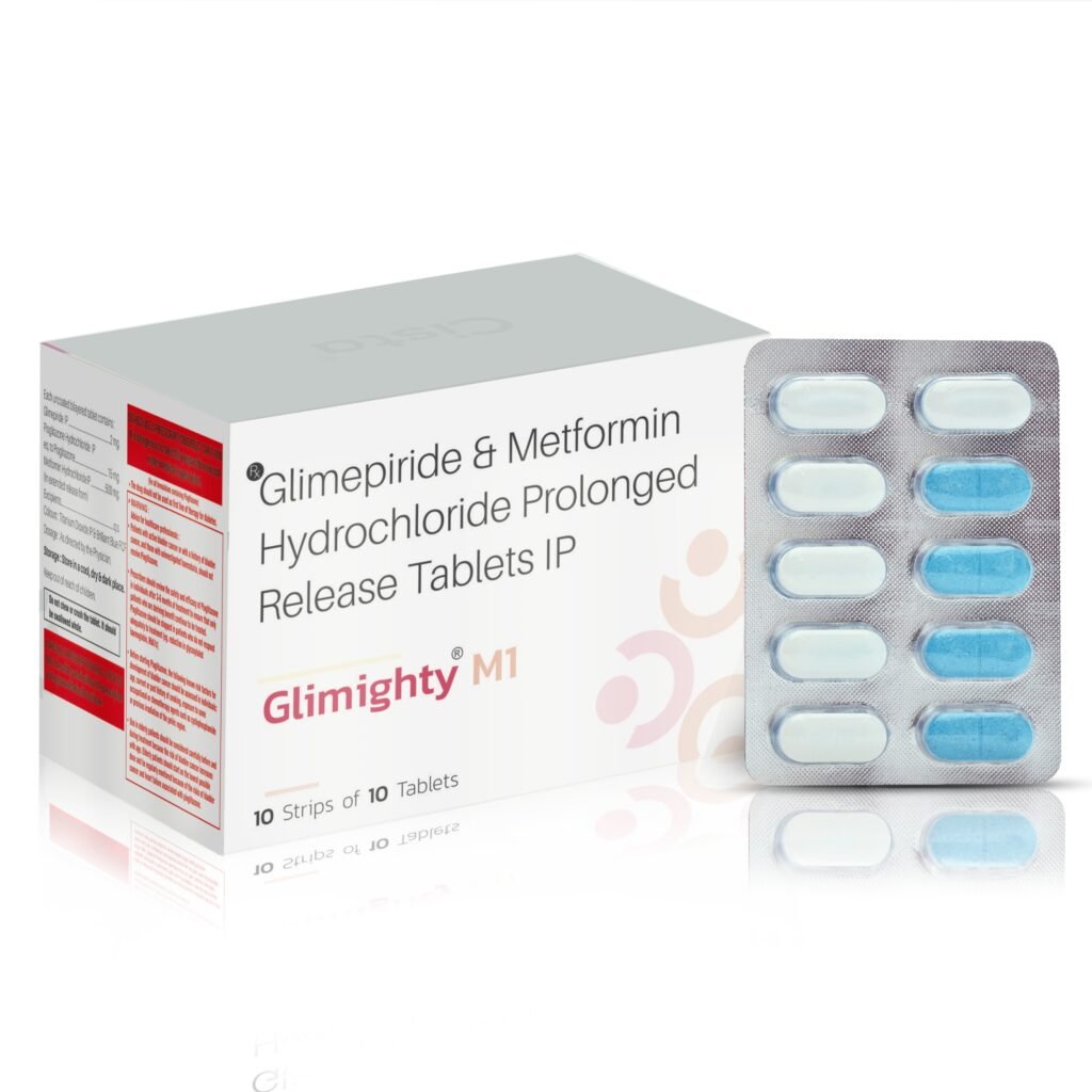 Glimepiride 1mg+Metformin 500 SR mg (Bilayered Tab) - Glimighty - M1