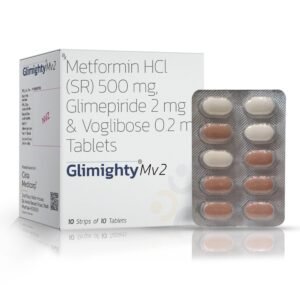 Glimepiride 2mg + Metformin 500 mg + Voglibose 0.2 mg (Bilayered Tab) – Glimighty-MV2 — Glimepiride 2mg + Metformin 500 mg + Voglibose 0.2 mg (Bilayered Tab) — Tablets