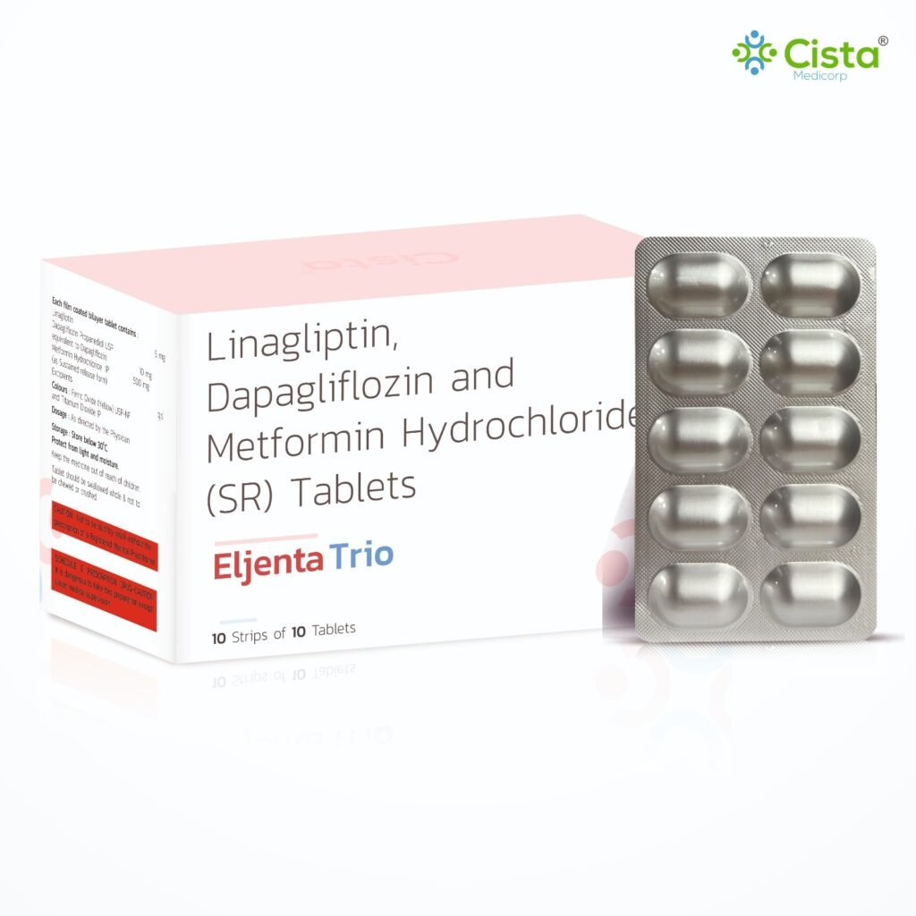 Linagliptin 5 mg + Dapagliflozin 10 mg+Metformin 500mg (SR) - Eljenta-Trio