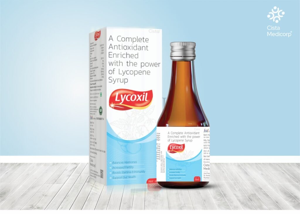 Lycopene 10% 1000mcg with Vit.A (As Palmitate) 2000 I.U Vit. C 25mg Vit E 5mg Zinc Sulphate Monohydrate 2mg Copper Sulphate 100mcg Maganese Sulphate 200mcg & Selenium 25mcg - Lycoxil (Food)