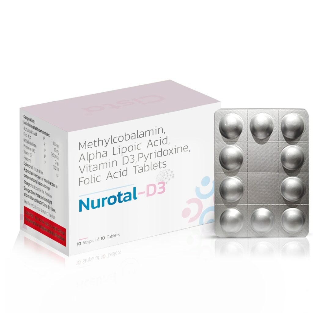 Methylcobalamin 1500 Mcg, Alpha Lipoic Acid 100mg, Vitamin D3 1000 IU , Pyridoxine 3mg, Folic Acid 1.5mg-Nurotal - D3