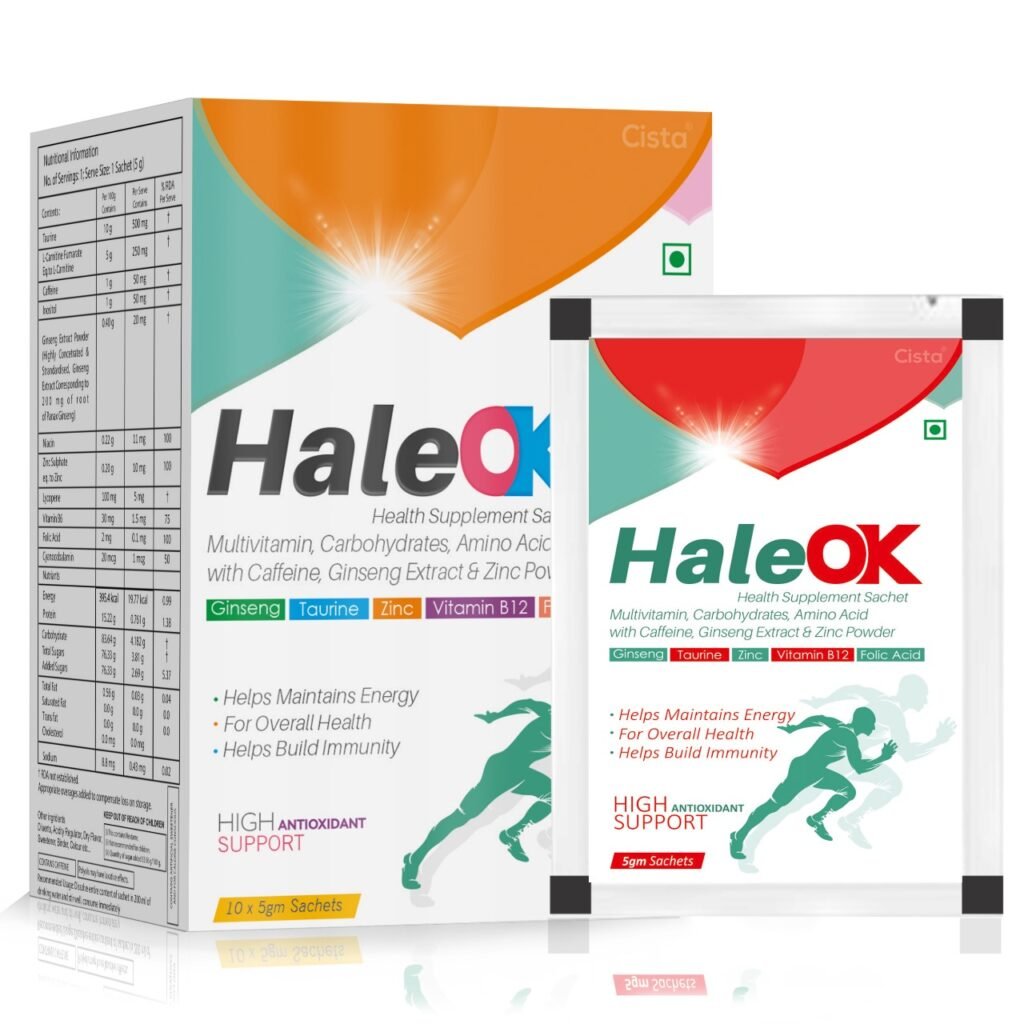 Multivitamin,Carbohydraes, Amino Acid,with caffeine , Ginseng Extract & Zinc powder - Hale OK