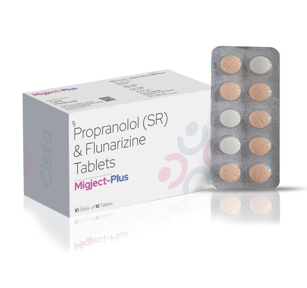 Propranolol HCL 40 mg +Flunarizine HCL 10mg - Migject-Plus