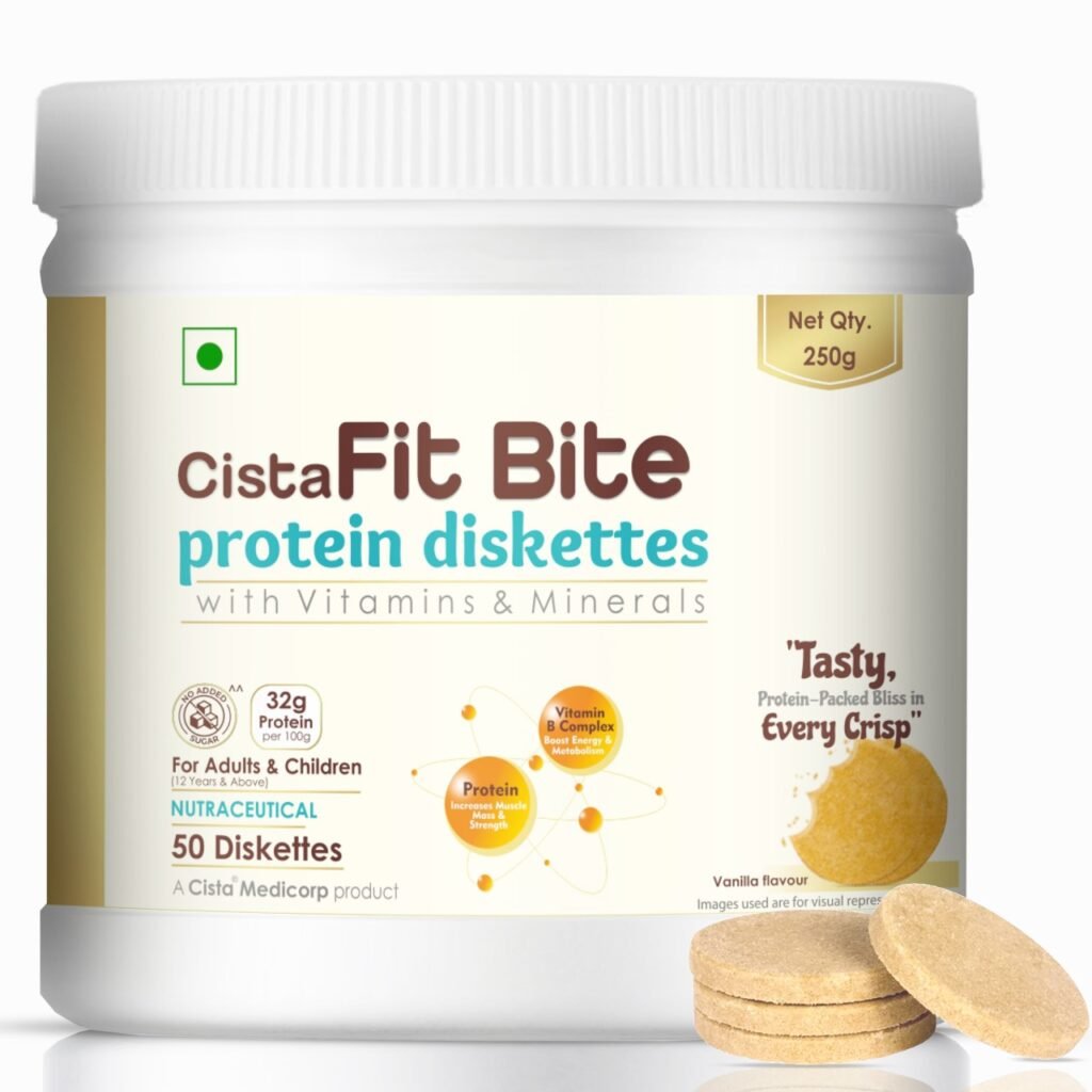 Protein diskettes with Vitamins & Minerals (Vanilla Flavour) - Cistafit Bite Diskettes