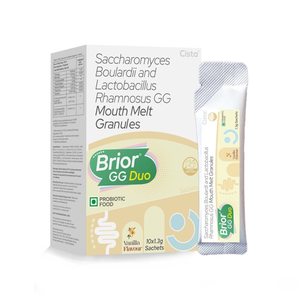 Saccharomyces boulardii (MB SBM6) 5Billion cfu (250g), Lactobacillus Rhamnosus GG (ATCC53103) - Brior Gg Duo
