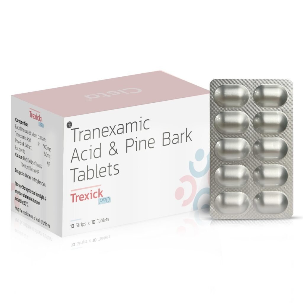 TRANEXAMIC ACID (SUSTAINED RELEASE )-500mg & PINE BARK EXTRACT-150mg - Trexick Pro