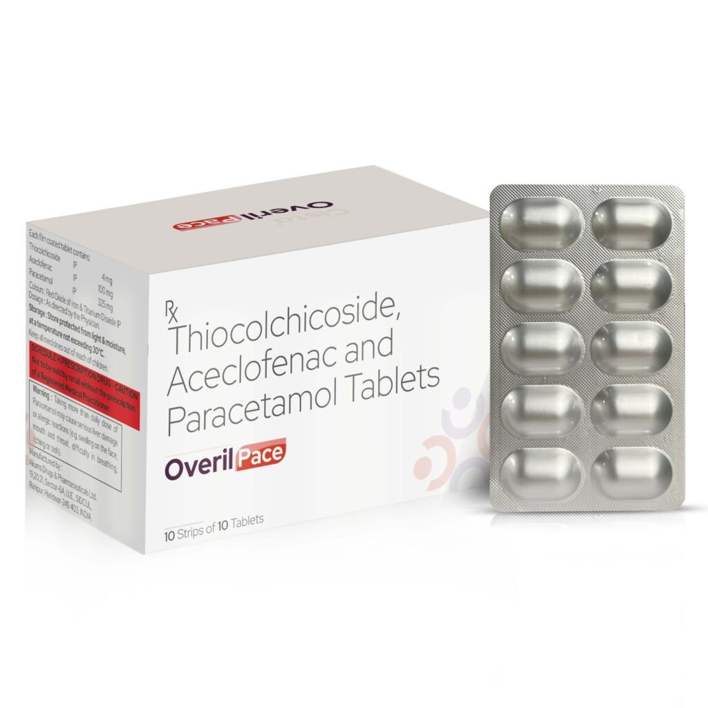 Thiocolchicoside 4mg + Aceclofenac 100mg + Paracetamol 325mg - Overil-Pace