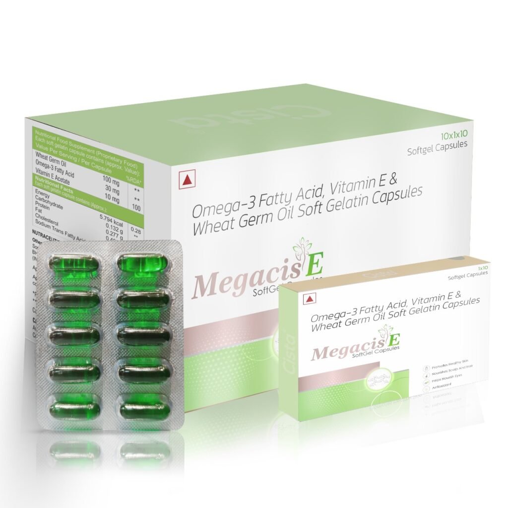 Vitamin E , Omega 3, Fatty Acid & Wheat Germ Oil - Megacis E