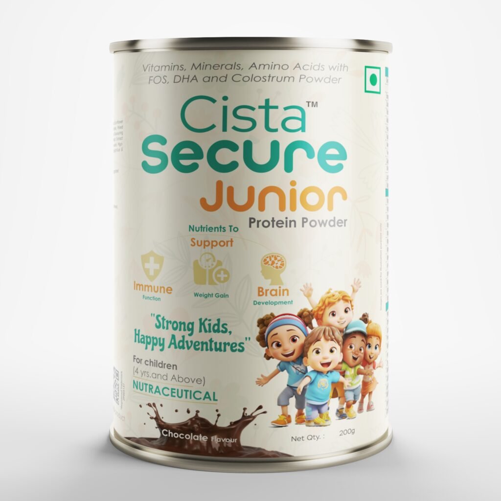 Vitamins, Minerals, Amino Acids With FOS ,DHA and Colostrum Powder (For children 4 yrs. and Above) NUTRACEUTICAL CHOCOLATE FLAVOUR - Cista Secure Junior
