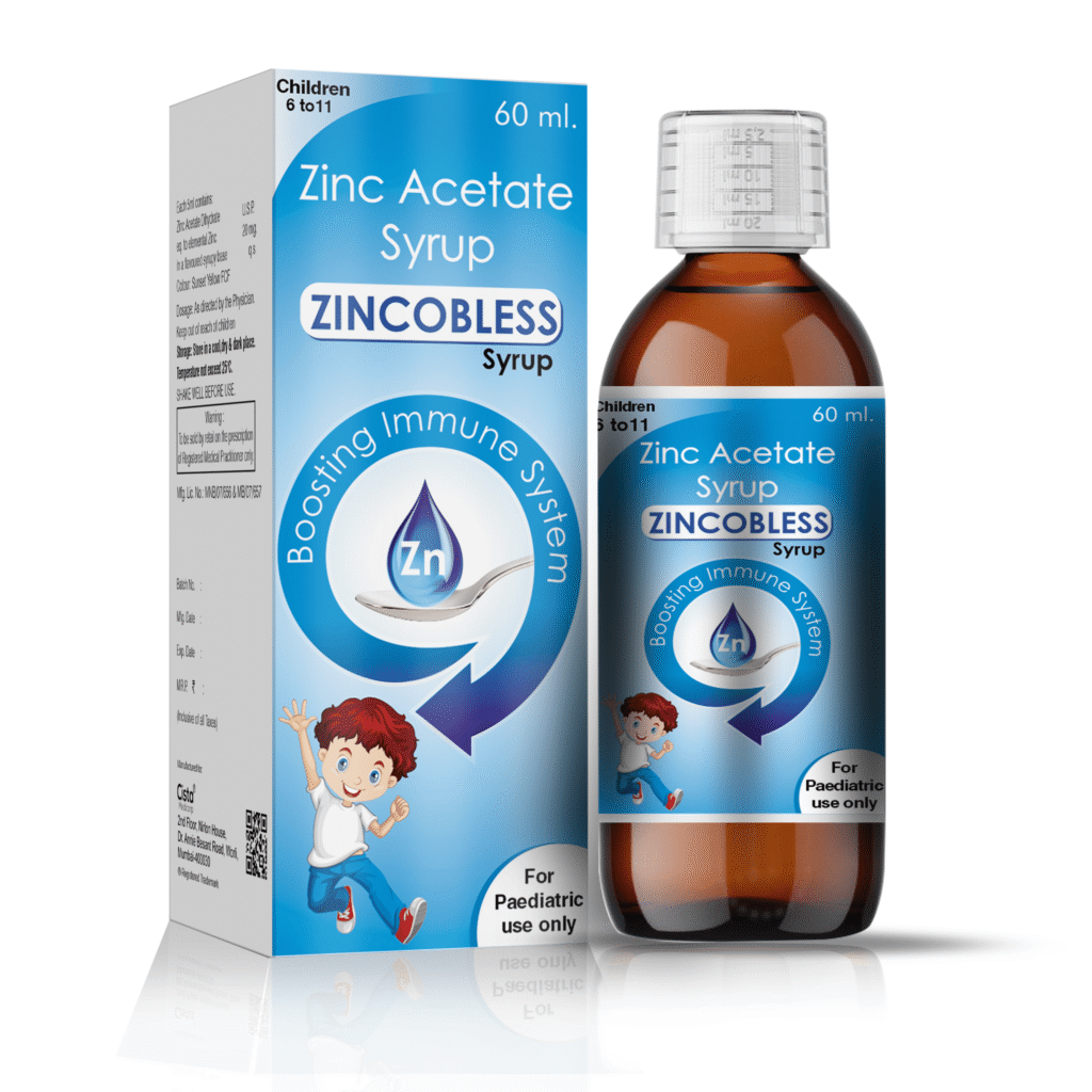 Each 5ml Contains:- Zinc Acetate Dihydrate 20mg Eq. to Element Zinc Excipients - Zincobless
