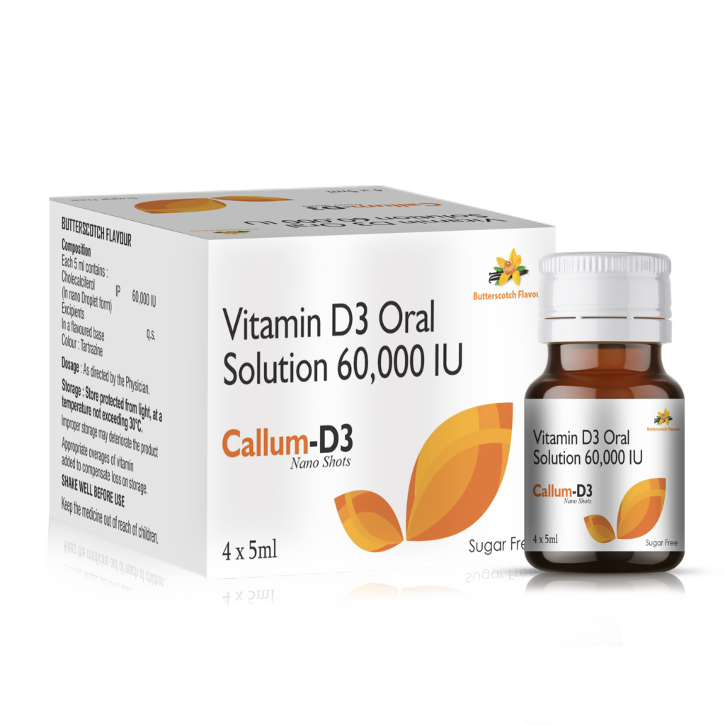 Vitamin D3 60000 iu Oral Solution (BUTTER SCOTCH FLAVOUR) - Callum-D3 Nano