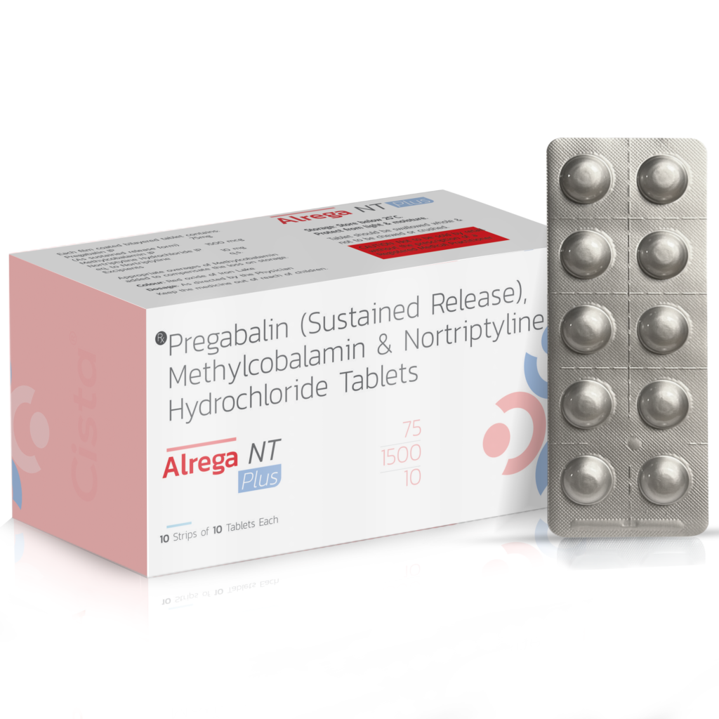 Pregabalin 75 mg + Nortriptyline Hydrochloride 10 mg - Alrega-NT — Pregabalin 75 mg + Nortriptyline Hydrochloride 10 mg — Tablets
